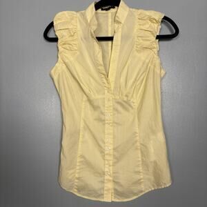 SISLEY Women’s Yellow Sleeveless Shirt Tip Blouse Tank XS Emo Skater Punk Office